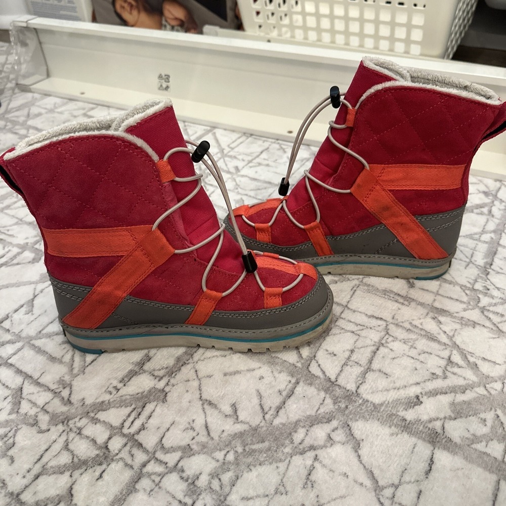 Sorel‎ Kids Sz 4 US Glacy Explorer Shortie Snow Boot Pink Gray Red NY1874-600 - Picture 5 of 6